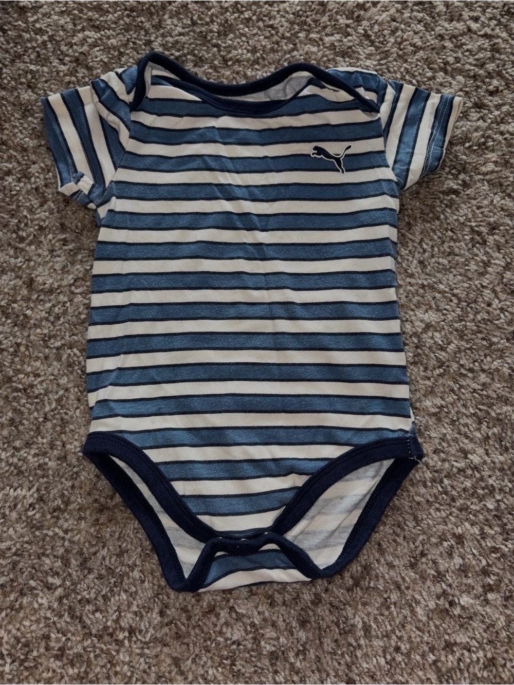 Puma Blue and White Striped Baby Bodysuit